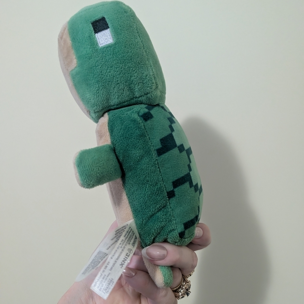 Pair Of Minecraft Pixel Plush Toy with Pink Hair and Green Turtle - Picture 10 of 11